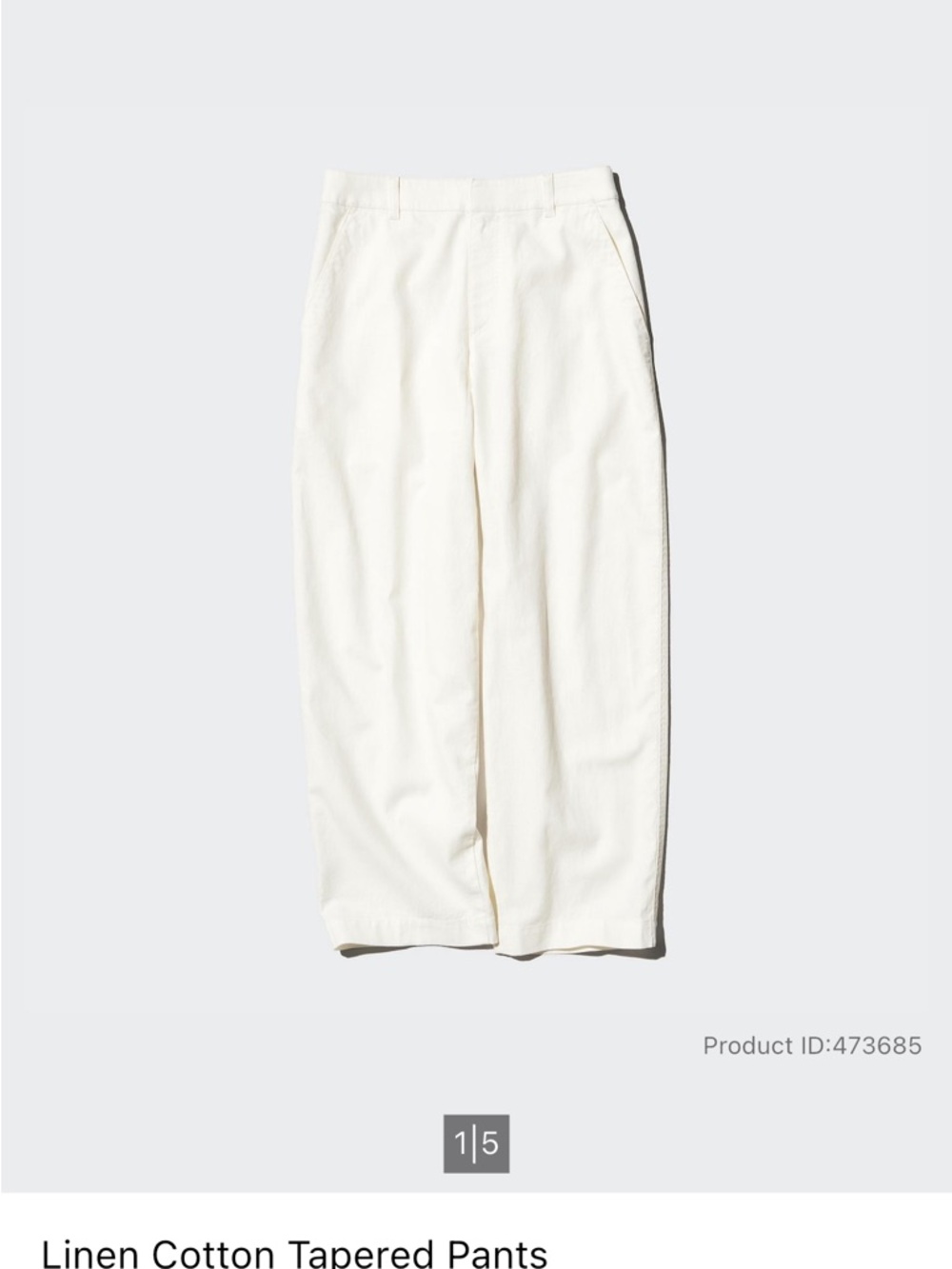 Uniqlo Linen Cotton Tapered Pants — White Small
